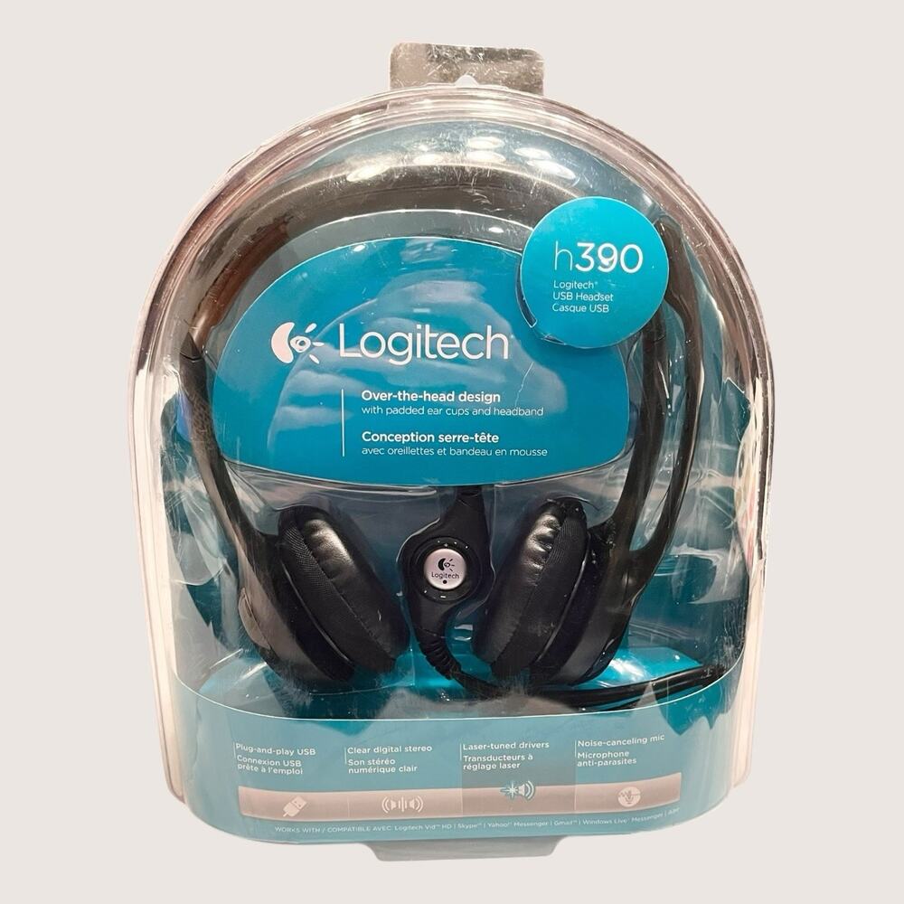 NIB LOGITECH h390 USB Headset with Noise-Canceling Microphone NEW